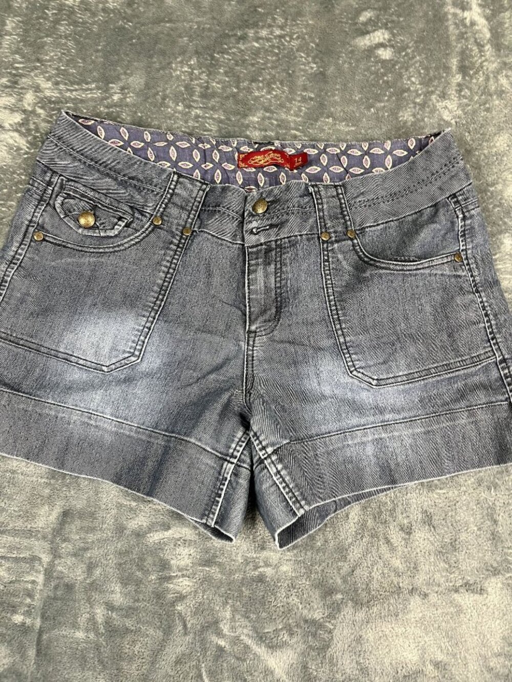 One Force Womens Denim Shorts Size 14 Blue Cuffed